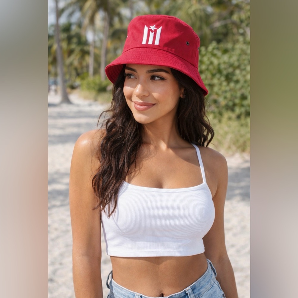 Puerto Rico Flag Red Bucket Hat | Embroidered PR Logo | Unisex Streetwear